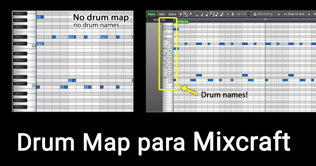Mixcraft - Cargar Drum Map con nombres de notas MIDI
