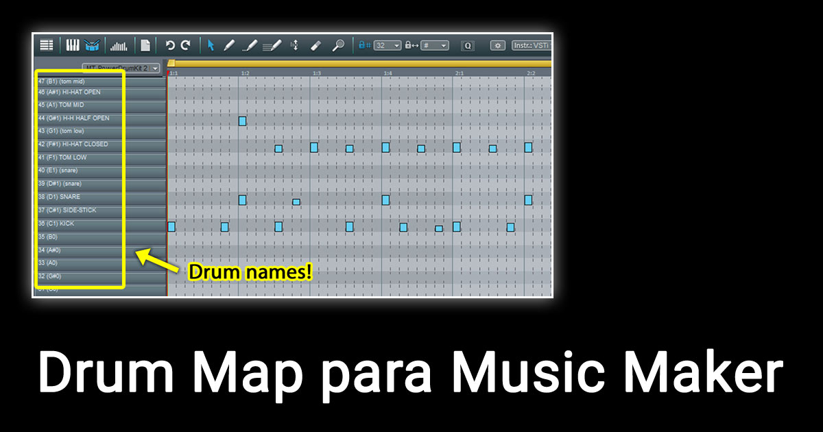 MAGIX Music Maker - Cargar Drum Map con nombres de notas MIDI
